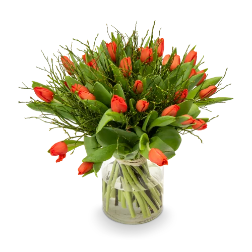 Kytice červených tulipánů